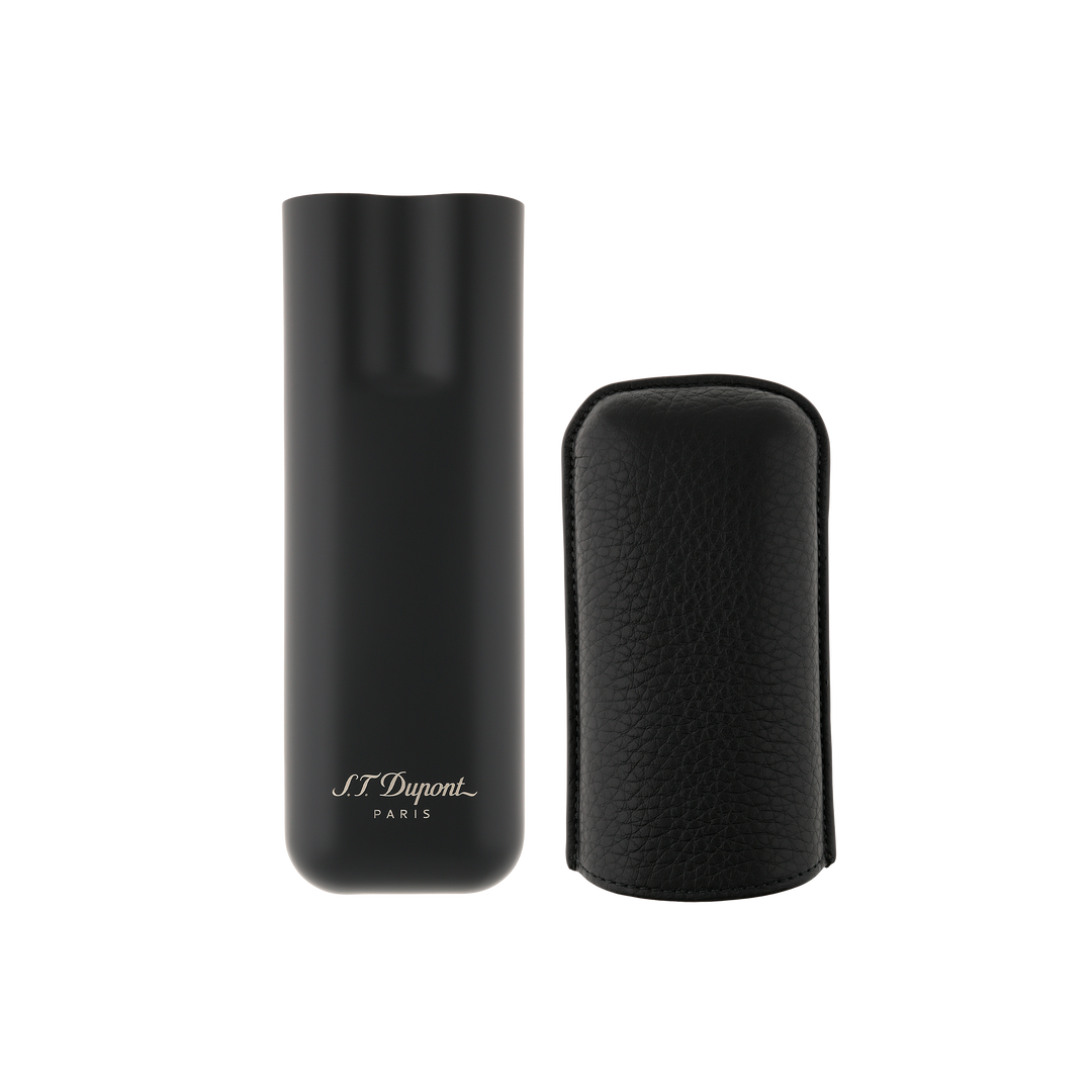 S.T. Dupont Two-Cigar Case Black Grain & Matte 3