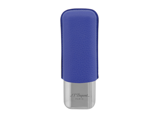 S.T. Dupont Two-Cigar Case Blue Grain & Chrome