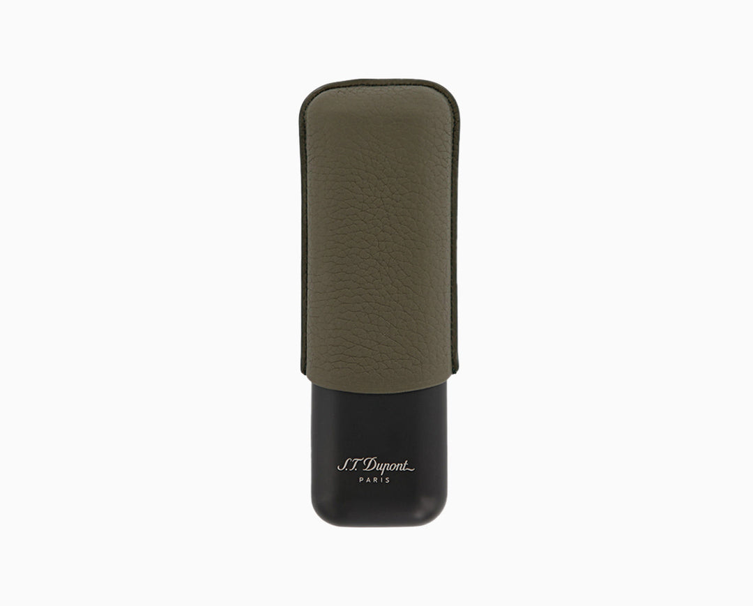 S.T. Dupont Two-Cigar Case Khaki Grain & Matte