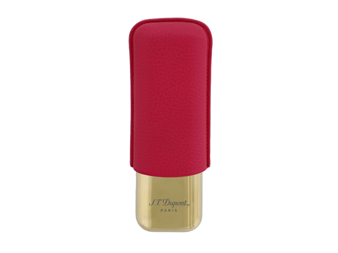 S.T. Dupont Two-Cigar Case Pink Grain & Golden