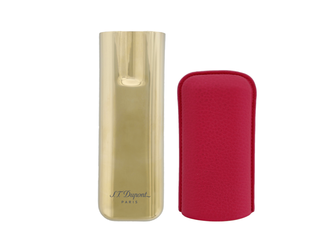 S.T. Dupont Two-Cigar Case Pink Grain & Golden 2