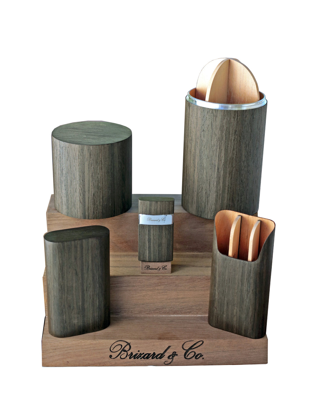 Brizard and Co - "Show Band" 3 Cigar Case - Gunmetal Ebony (Exotic Wood)