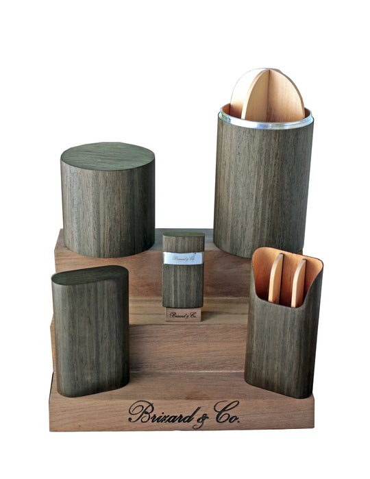 Brizard and Co - "Show Band" 3 Cigar Case - Gunmetal Ebony (Exotic Wood)