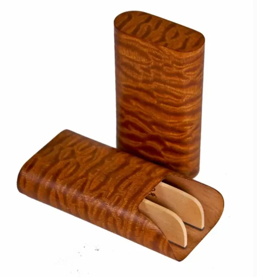 Brizard and Co - "Show Band" 3 Cigar Case - Sapele Pommele (Exotic Wood)