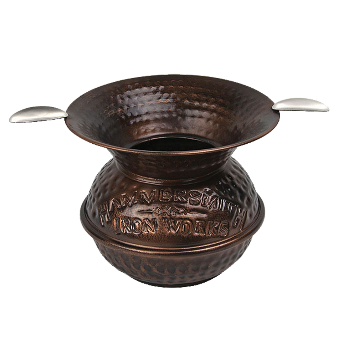 Stinky Cigar Iron Spittoon with Two Stirrups in Hammered Copper Finish