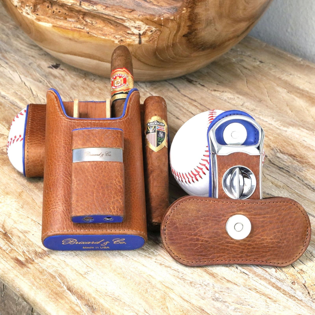Brizard and Co - The "Show Band" 3 Cigar Case - "Home Run" Collection (Limited Edition) (Leather)