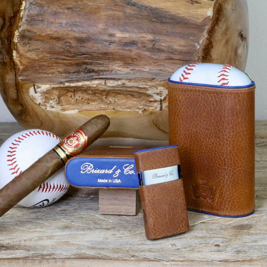 Brizard and Co - The "Show Band" 3 Cigar Case - "Home Run" Collection (Limited Edition) (Leather)