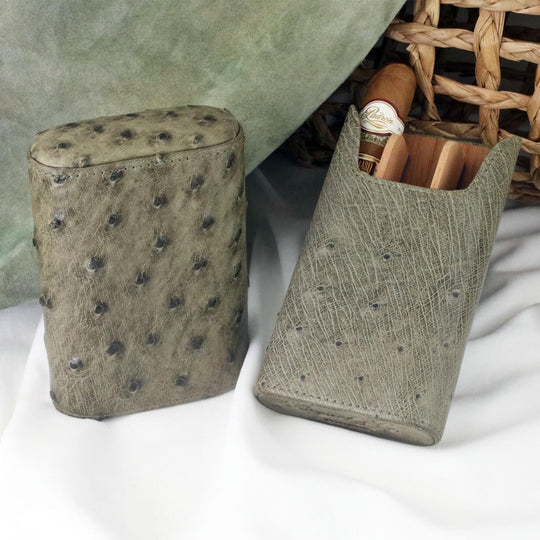 Brizard and Co - The "Show Band" 3 Cigar Case - "Jungle Collection" Ostrich (Ostrich)