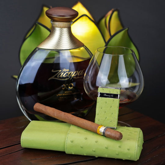 Brizard and Co - The "Show Band" 3 Cigar Case - Matcha Ostrich (Ostrich)