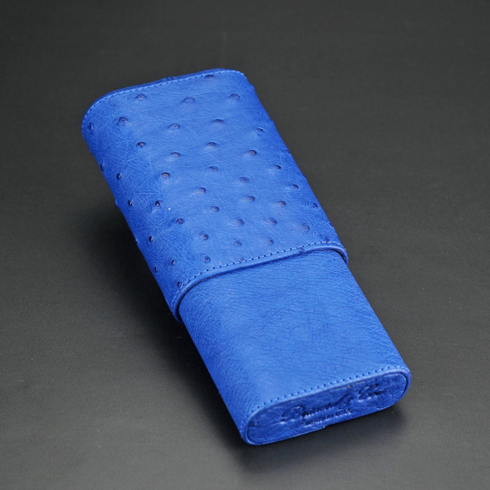 Brizard and Co - The "Show Band" 3 Cigar Case - Ostrich Blue (Ostrich)
