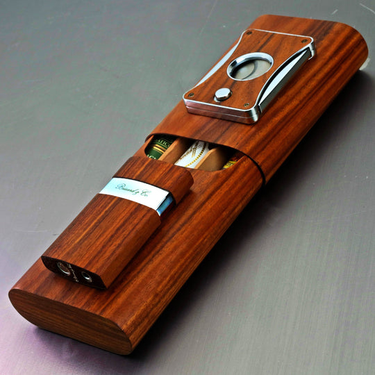 Brizard and Co - The "Show Band" 3 Cigar Case - Rosewood (Exotic Wood)