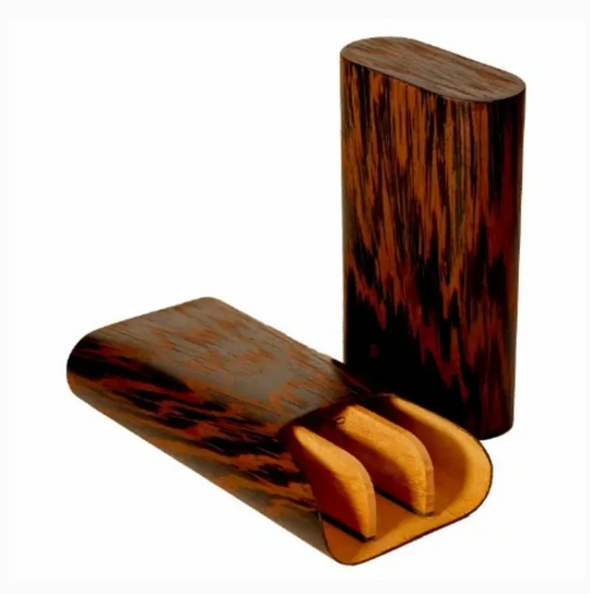 Brizard and Co - The "Show Band" 3 Cigar Case - Wenge (Exotic Wood)