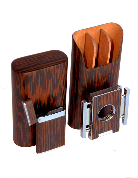 Brizard and Co - The "Show Band" 3 Cigar Case - Wenge (Exotic Wood)
