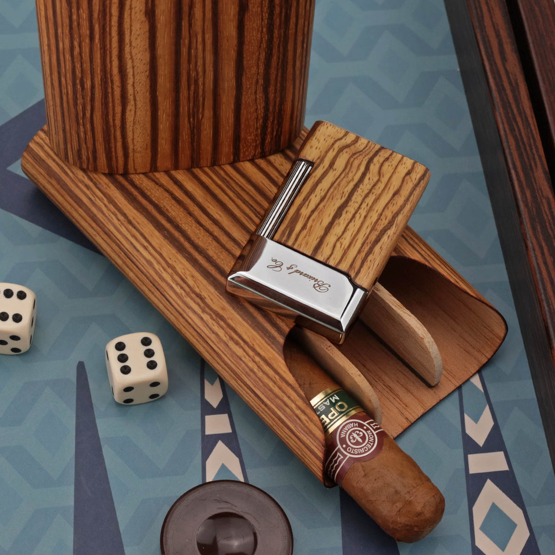 Brizard and Co - The "Show Band" 3 Cigar Case - Zebrawood (Exotic Wood)