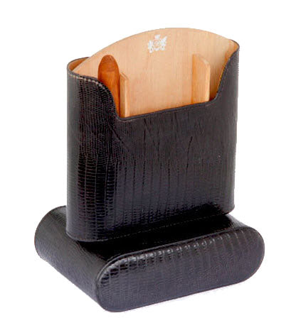 Brizard and Co - The "Show Band" Travel Humidor - Lizard Pattern Black (Leather)