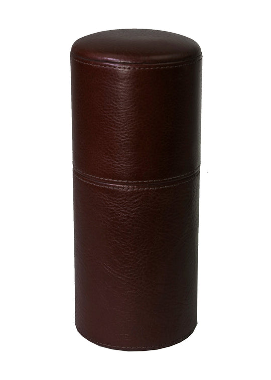 Brizard and Co - The Cylindrical Desk Humidor - Chocolate Leather (Leather)