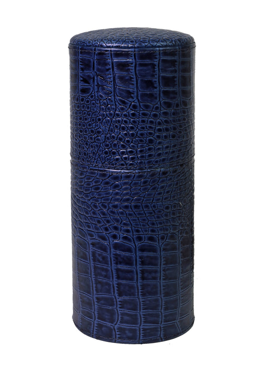 Brizard and Co - The Cylindrical Desk Humidor - Indigo Croco Pattern (Leather)