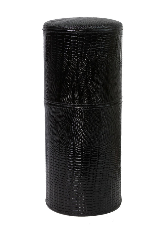 Brizard and Co - The Cylindrical Desk Humidor - Lizard Pattern Black (Leather)