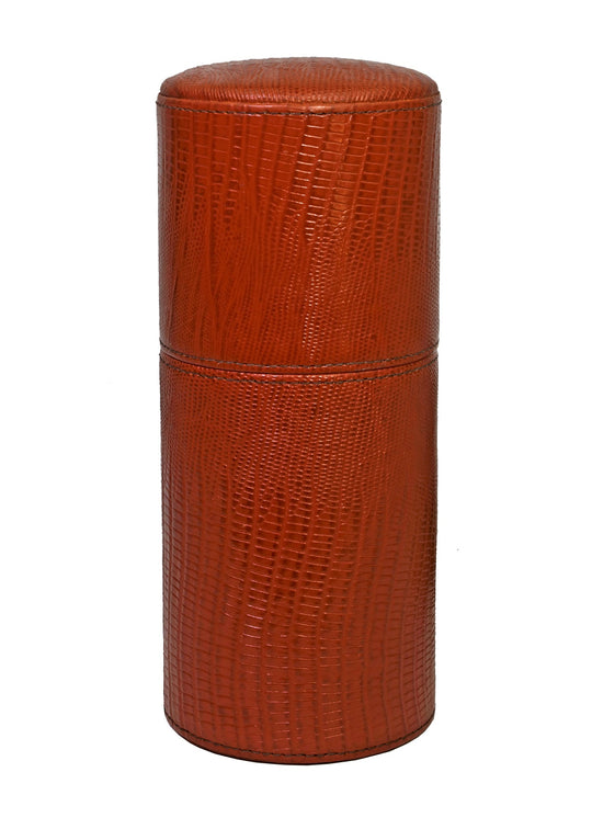 Brizard and Co - The Cylindrical Desk Humidor - Lizard Pattern Havana (Leather)