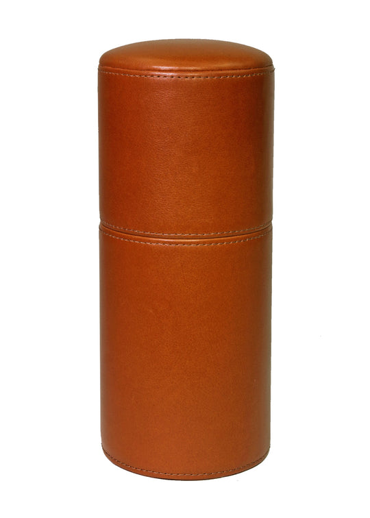 Brizard and Co - The Cylindrical Desk Humidor - Tan Leather (Leather)
