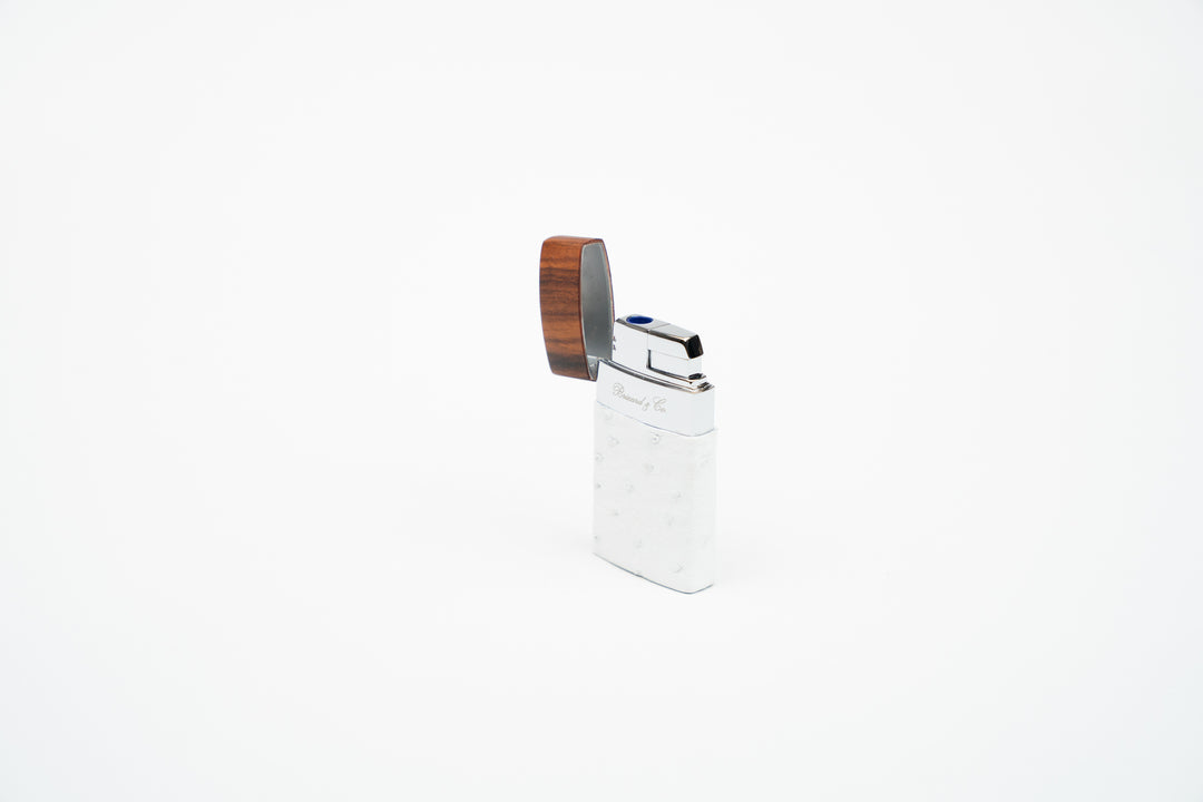 Brizard and Co - Venezia Lighter - Genuine White Ostrich and Rosewood (St Tropez Collection)