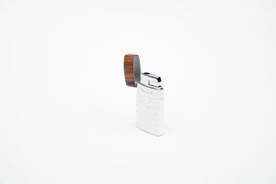 Brizard and Co - Venezia Lighter - Genuine White Ostrich and Rosewood (St Tropez Collection)