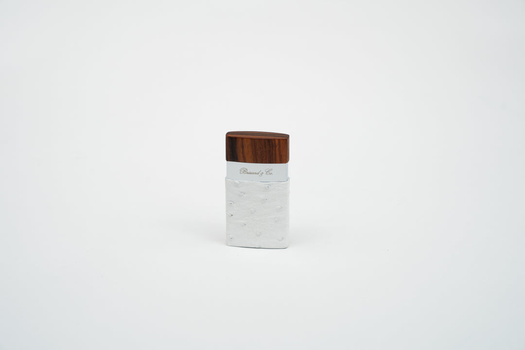 Brizard and Co - Venezia Lighter - Genuine White Ostrich and Rosewood (St Tropez Collection)