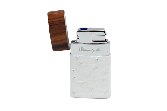 Brizard and Co - Venezia Lighter - Genuine White Ostrich and Rosewood (St Tropez Collection)