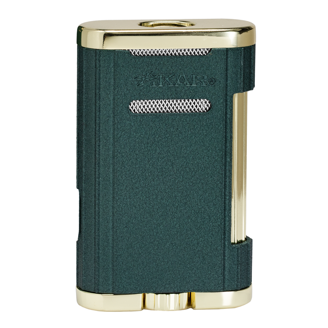 Xikar Allume 3, double jet lighter, green & gold
