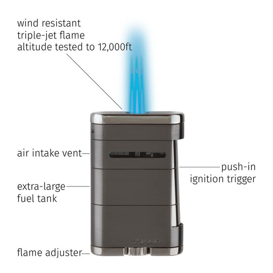 Xikar Allume Triple Tabletop Lighter in Steel Silver - view 7