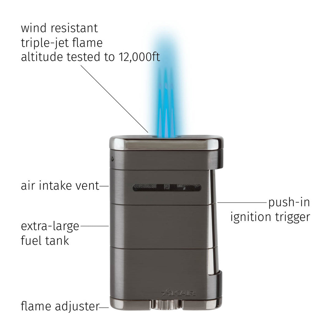 Xikar Allume Triple Tabletop Lighter in Tuxedo Black - view 7