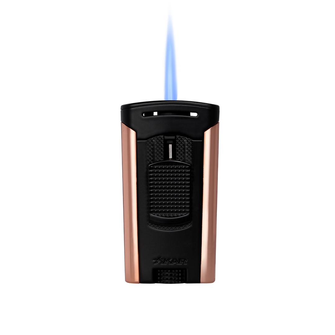 Xikar Astral Single-jet Flame Lighter in Black and Rose Gold - view 2
