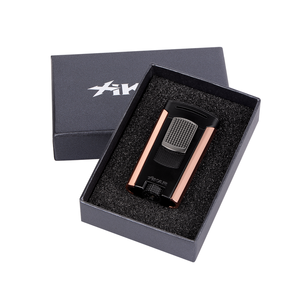 Xikar Astral Single-jet Flame Lighter in Black and Rose Gold - view 6