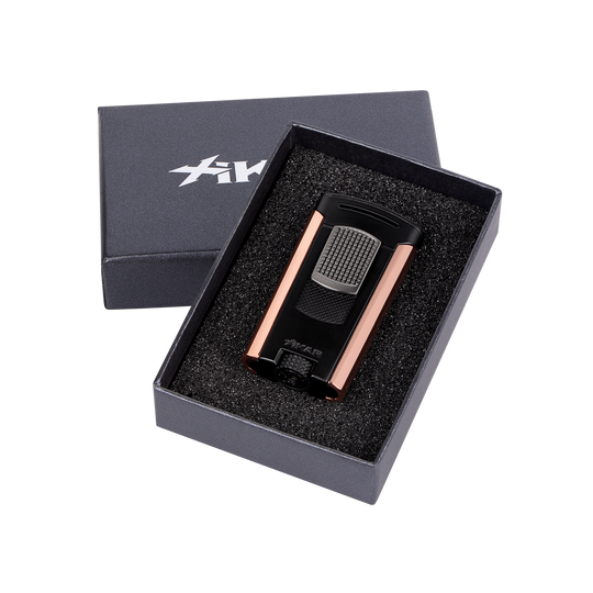 Xikar Astral Single-jet Flame Lighter in Black and Rose Gold - view 6