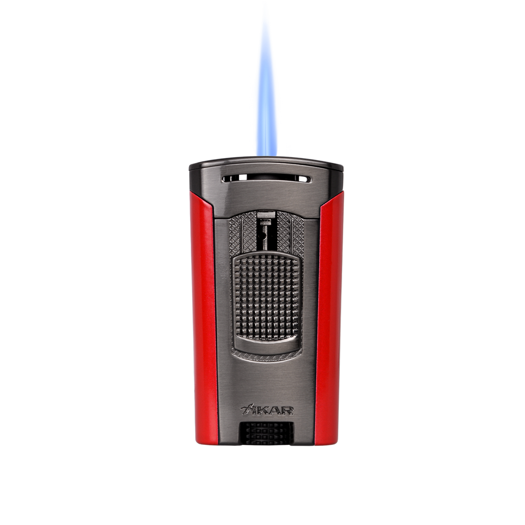 Xikar Astral Single-jet Flame Lighter in Gunmetal and Red - view 2