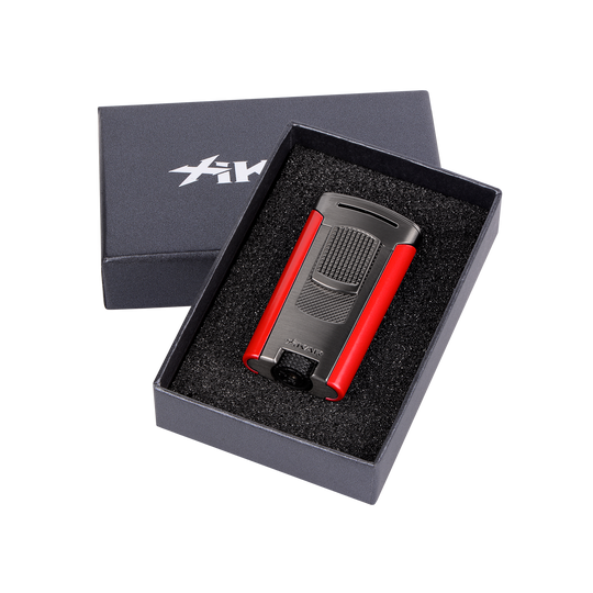 Xikar Astral Single-jet Flame Lighter in Gunmetal and Red - view 3