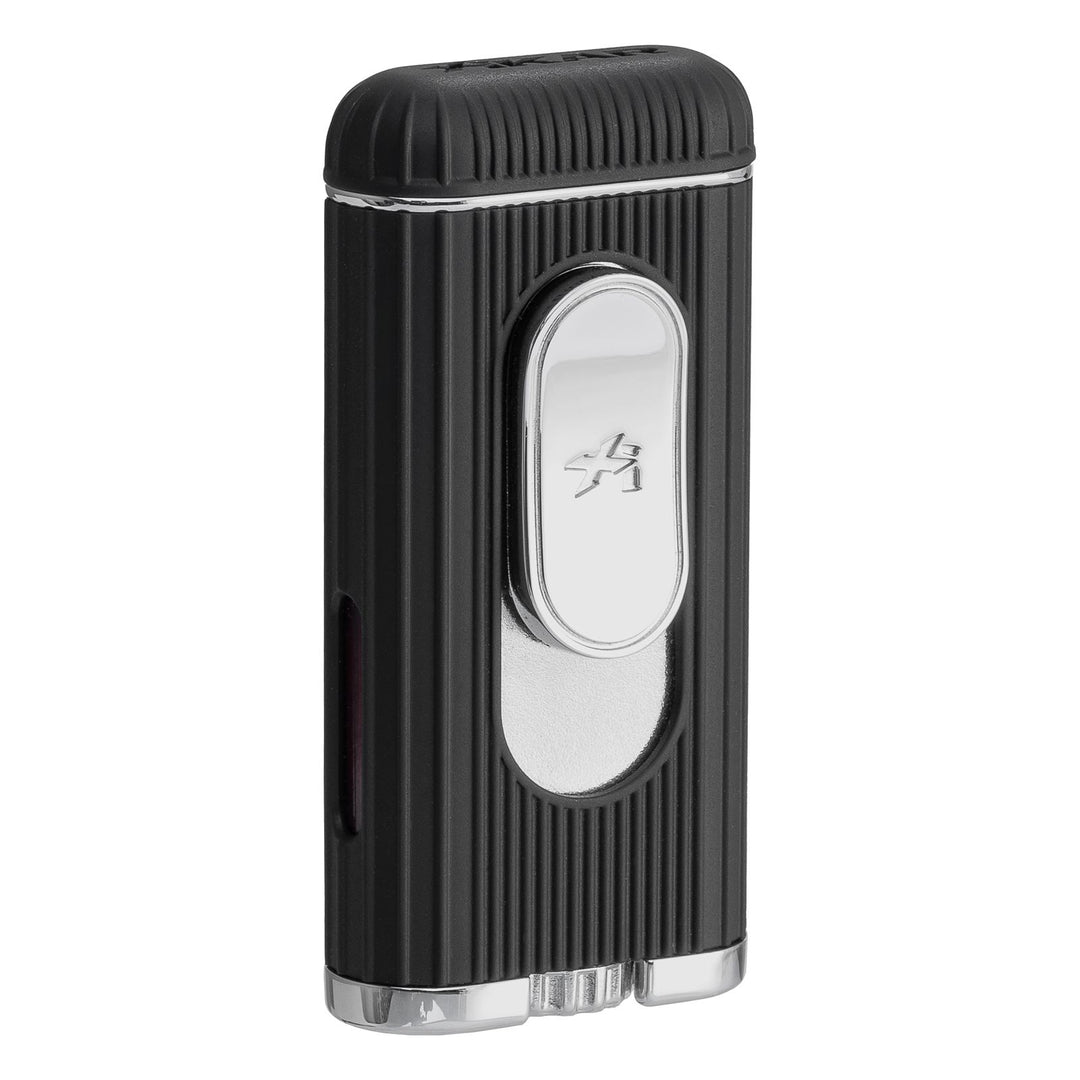 Xikar Hedron Lighter, hybrid jet/soft flame, black & chrome