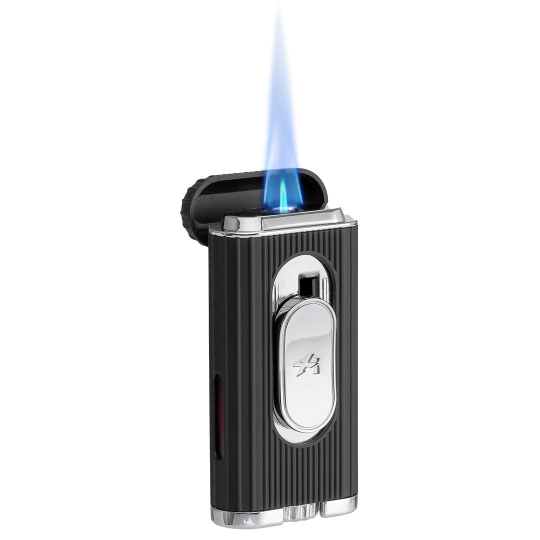 Xikar Hedron Lighter, hybrid jet/soft flame, black & chrome - view 3