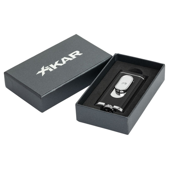 Xikar Hedron Lighter, hybrid jet/soft flame, black & chrome - view 6