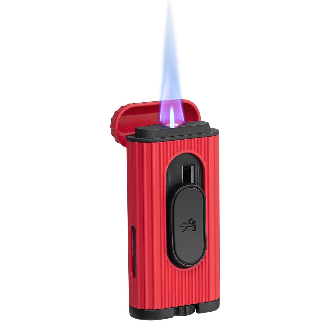 Xikar Hedron Lighter, hybrid jet/soft flame, red and black - view 6