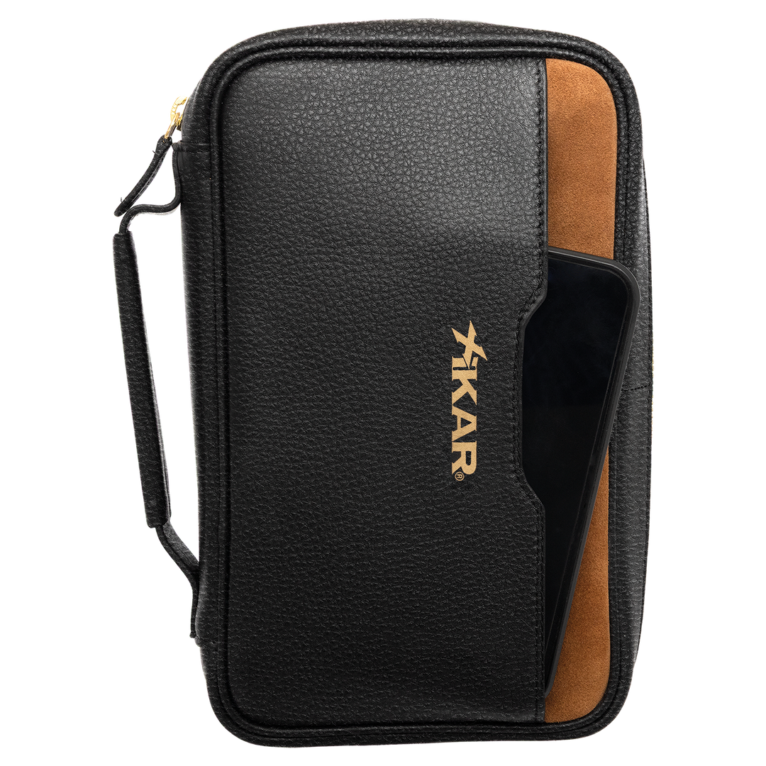 Xikar Sentinel Leather Case -Black Leather & Tan Suede