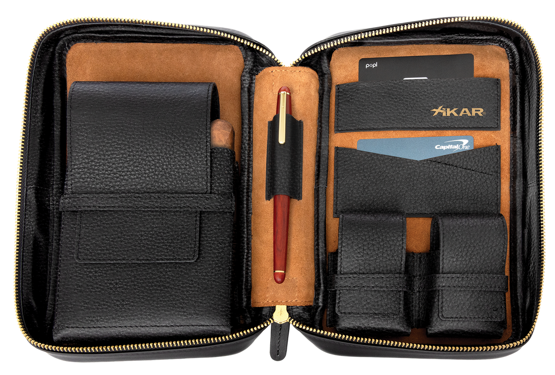 Xikar Sentinel Leather Case -Black Leather & Tan Suede - view 3