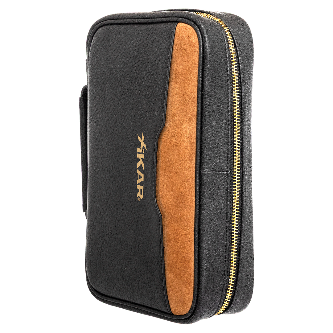 Xikar Sentinel Leather Case -Black Leather & Tan Suede - view 5