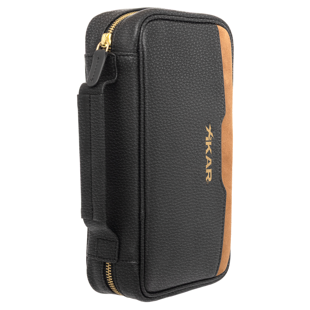 Xikar Sentinel Leather Case -Black Leather & Tan Suede - view 7