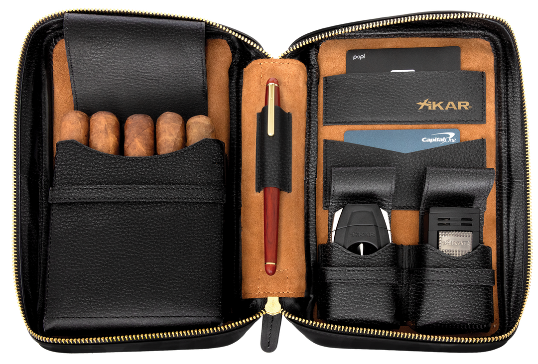 Xikar Sentinel Leather Case -Black Leather & Tan Suede - view 8