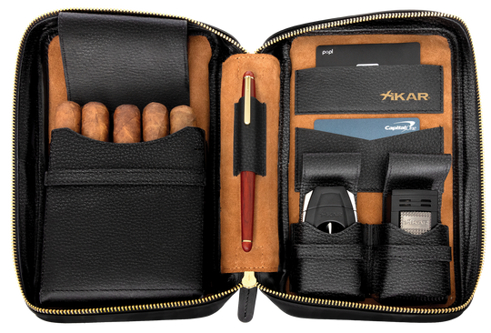 Xikar Sentinel Leather Case -Black Leather & Tan Suede - view 8