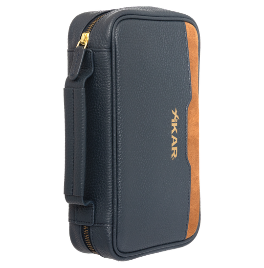 Xikar Sentinel Leather Case -Blue Leather & Tan Suede - view 4