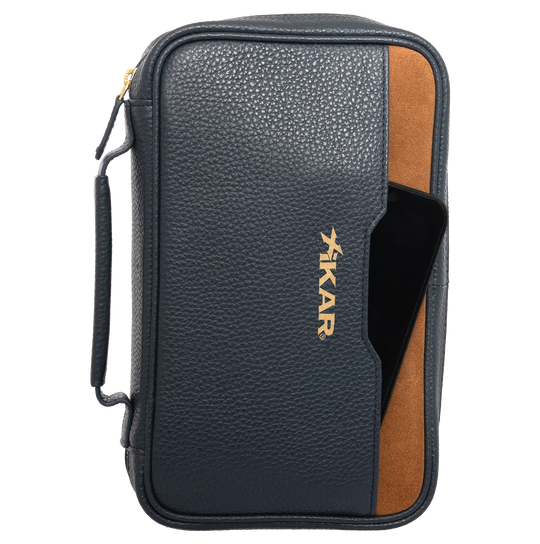 Xikar Sentinel Leather Case -Blue Leather & Tan Suede - view 5