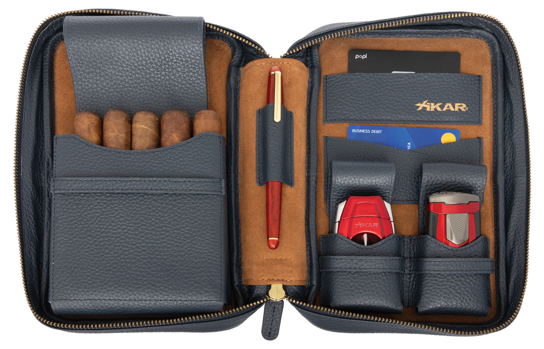 Xikar Sentinel Leather Case -Blue Leather & Tan Suede - view 6