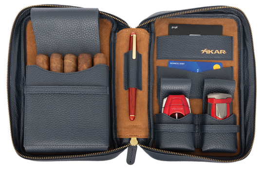 Xikar Sentinel Leather Case -Blue Leather & Tan Suede - view 6